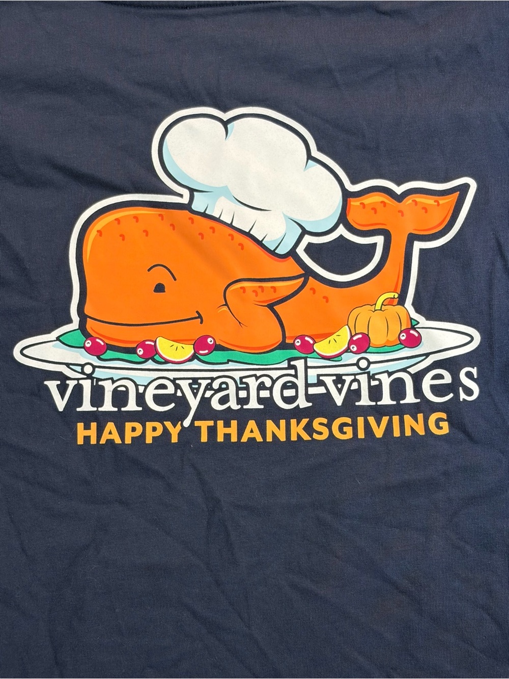 Vineyard Vines "Happy Thanksgiving" Navy Graphic Long Sleeve Tee